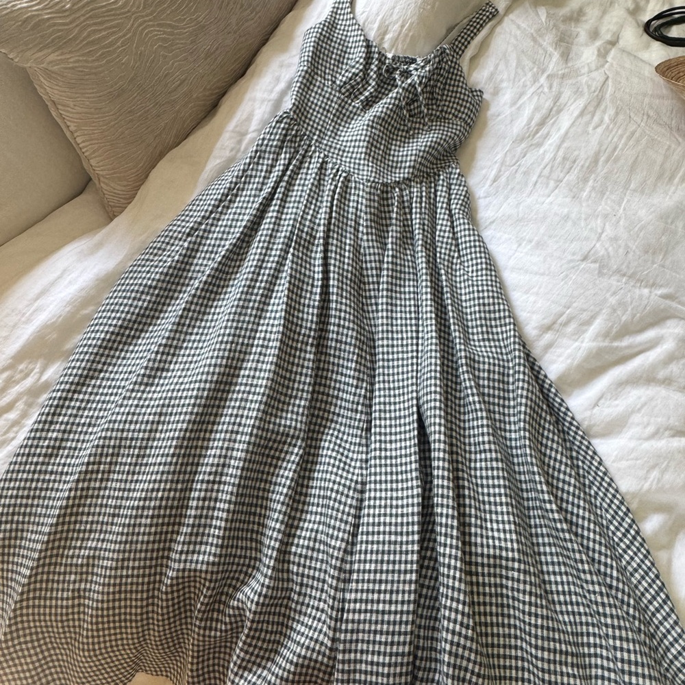 Reformation Balia Linen Blue and White Gingham Maxi Dress - Picture 6 of 8